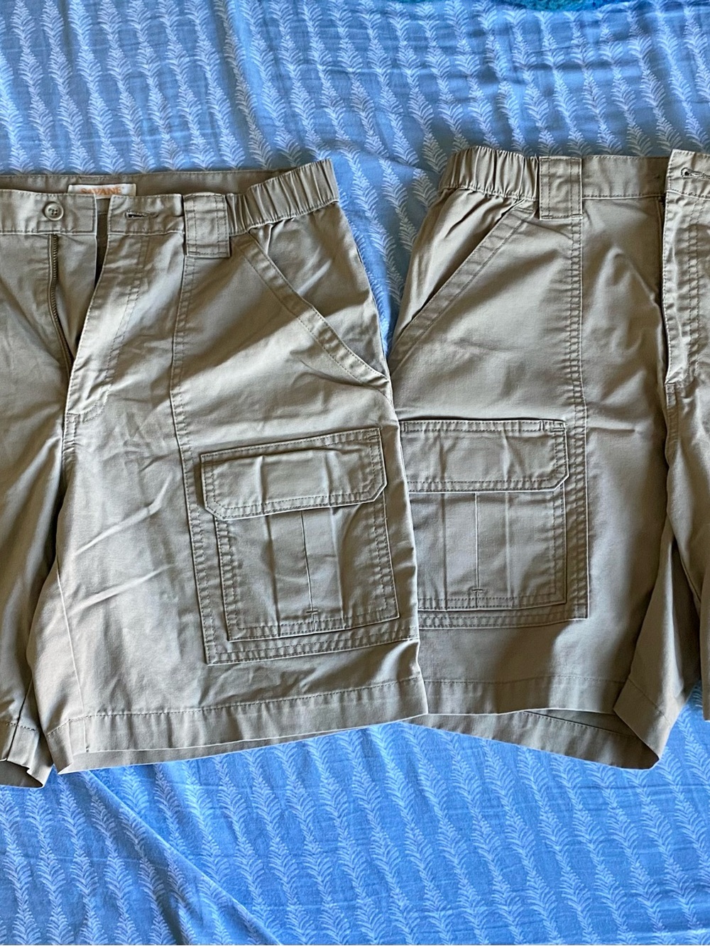 Savane• Khaki Tan Eco-Friendly UPF 30 Cargo Hiking Shorts Set of 2 Bundle